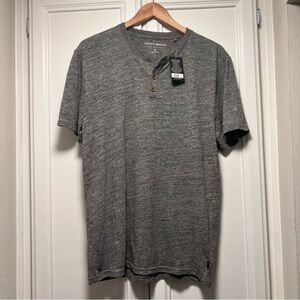 Lucky Brand Linen Blend Heather Gray Short Sleeve Men’s TShirt Size Medium New